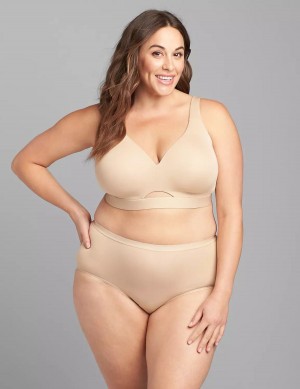 Beige Lane Bryant Comfort Bliss Lightly Lined No-Wire Women Bralettes | MNV546QZ