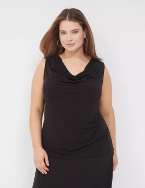 Black Lane Bryant Drape-Neck Shell Women T Shirts | HPH4128XH