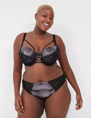 Black Lane Bryant Foil Shine Boost Women Balconette Bra | ZLT7094IQ