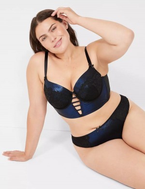 Black Lane Bryant Foil Shine Longline Women Balconette Bra | FEF3222JW