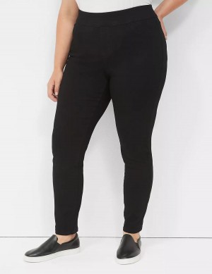 Black Lane Bryant High-Rise Sateen Pull-On Women Jeggings | EHU2029MB