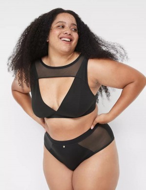 Black Lane Bryant High Apex With Mesh Overlay Women Bralettes | NHC164CI