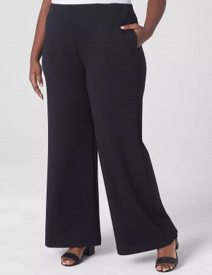 Black Lane Bryant Journey Knit High-Rise Wide Leg Women Pants | OTH9157KX