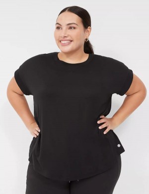 Black Lane Bryant LIVI Soft Crew-Neck Recycled Tee Women T Shirts | EJZ5136IP