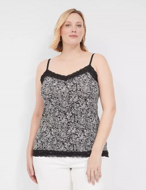 Black Lane Bryant Lace-Trim Cami Women Tank Top | EBP1321BE