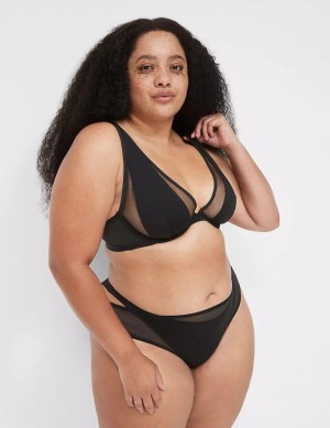 Black Lane Bryant Mesh High Apex Women Bralettes | AFU7720IU