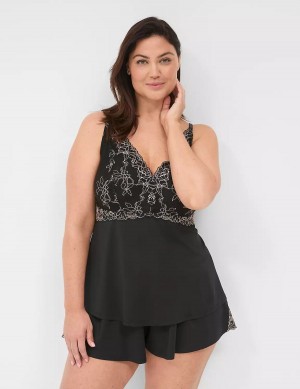 Black Lane Bryant Modern Romance Cami & Short Set Women Pajamas | QGI1180EP