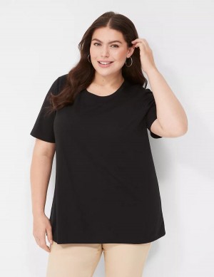 Black Lane Bryant Perfect Sleeve Crew-Neck Tee Women T Shirts | UUU314AF