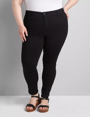 Black Lane Bryant Straight Fit High-Rise Sateen Skinny Women Jeans | TON6428IT