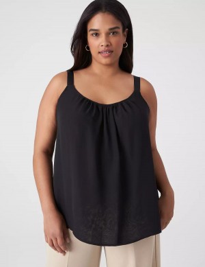 Black Lane Bryant Straight Hem Cami With Grosgrain Ribbon Straps Women Tank Top | FZZ1299OV