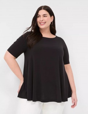 Black Lane Bryant Swing Boatneck Top Women T Shirts | WTI3879NE