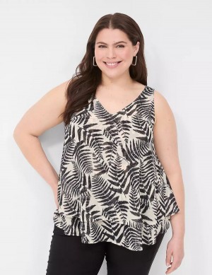 Black Lane Bryant Swing Double-Layer Chiffon Women Tank Top | WFO4676EW