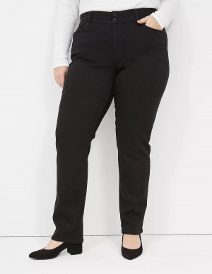 Black Lane Bryant Tighter Tummy High-Rise Straight Women Jeans | TVL4845LC