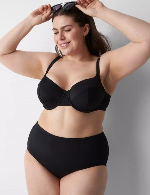 Black Lane Bryant Underwire Balconette Swim Women Bikini Top | AIW8740FG