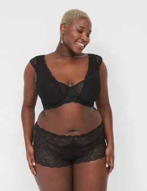 Black Lane Bryant Unlined Layered Cap-Sleeve Women Balconette Bra | VUY5298GD