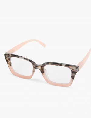 Black Pink Lane Bryant Tortoiseshell Print & Pink Colorblock Square Reading Women Glasses | ZUN6645HN