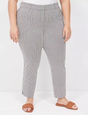 Black Stripes Lane Bryant 4-Season Slim Ankle Women Pants | ECO854HE