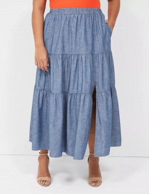 Blue Lane Bryant Chambray Maxi Women Skirts | YIP6271TY