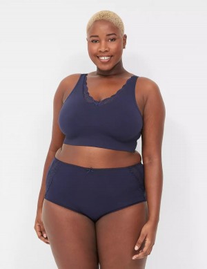 Blue Lane Bryant Cotton Full With Lace-Trimmed Back Women Briefs | KOF599AI