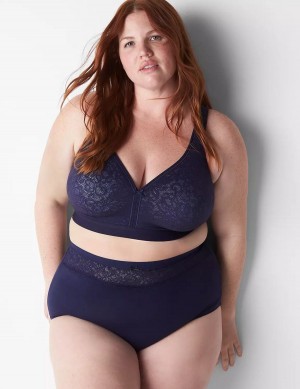 Blue Lane Bryant Cotton High-Leg With Lace Waist Women Briefs | CZZ8438SU