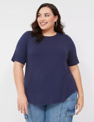 Blue Lane Bryant Curved-Hem Perfect Sleeve Tee Women T Shirts | AAY2199LS