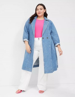 Blue Lane Bryant Denimed Trench Women Trench Coat | TFO858OL