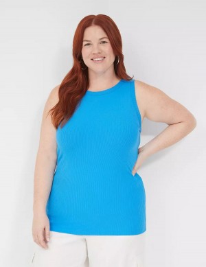 Blue Lane Bryant Fitted High-Neck Rib Women Tank Top | MGD6665OV