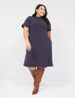 Blue Lane Bryant Journey Short-Sleeve Mock-Neck Women Casual Dress | EBJ1818FG