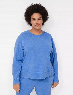 Blue Lane Bryant LIVI Crew-Neck French Terry Washed Women Sweatshirts | ZJO4198SR