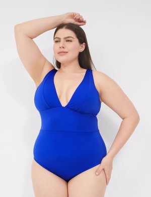 Blue Lane Bryant No-Wire Plunge One-Piece Women Swimsuits | HZW610QQ