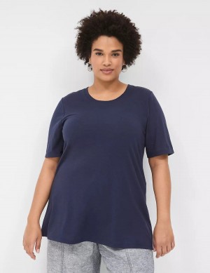 Blue Lane Bryant Perfect Sleeve Crew-Neck Tee Women T Shirts | SPQ683MP