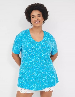 Blue Lane Bryant Perfect Sleeve V-Neck Tee Women T Shirts | QZY6870GQ