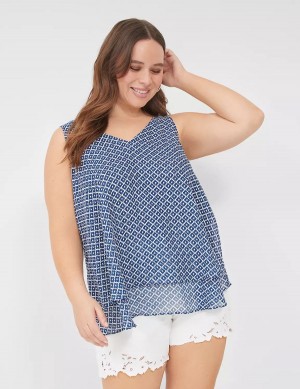 Blue Lane Bryant Swing Double-Layer Chiffon Women Tank Top | GPE3092EC