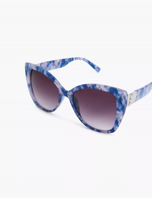 Blue Multicolor Lane Bryant Blue Marble Cateye Women Sunglasses | MCI4414BD