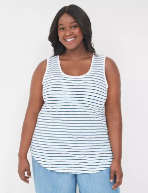 Blue Navy Stripes Lane Bryant Scoop-Neck Women Tank Top | ALV3319YW