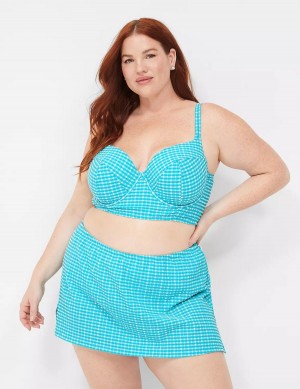 Blue White Lane Bryant Underwire Longline Women Bikini Top | DXW5513TL