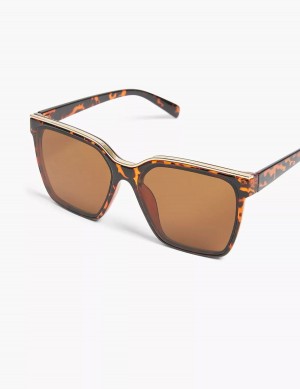 Brown Black Lane Bryant Tortoiseshell Print Jelly Embellished Cateye Women Sunglasses | UMR7230XU