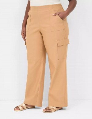 Brown Lane Bryant 4-Season Pull-On Straight Cargo Women Pants | NJO3524CG