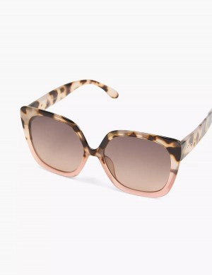 Brown Pink Lane Bryant Tortoiseshell Print & Pink Ombre Large Cateye Women Sunglasses | GDL6864TH