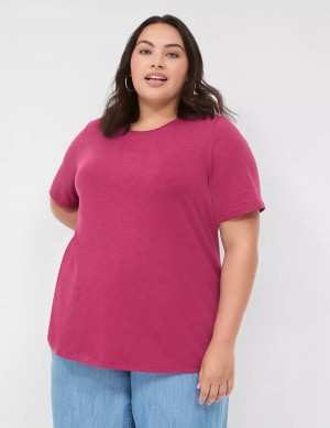 Burgundy Lane Bryant Perfect Sleeve Crew-Neck Tee Women T Shirts | VMP2520DX