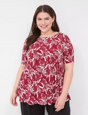 Burgundy Lane Bryant Swing Boatneck Top Women T Shirts | NIO7688NC