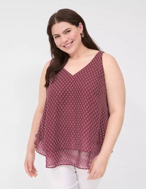 Burgundy Lane Bryant Swing Double-Layer Chiffon Women Tank Top | PAB456XP