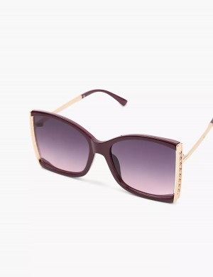 Burgundy Lane Bryant Wine With Goldtone Hinge Square Women Sunglasses | UAD9859IJ