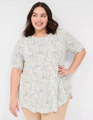 Cream Green Lane Bryant Max Swing Perfect Sleeve Crew-Neck Tee Women T Shirts | PWW1911HU