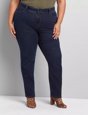 Dark Blue Lane Bryant Curvy Fit High-Rise Straight Women Jeans | ESW4545NP