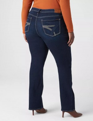 Dark Blue Lane Bryant Seven7 Boot With Back Pocket Embroidery Women Jeans | IXY514WP