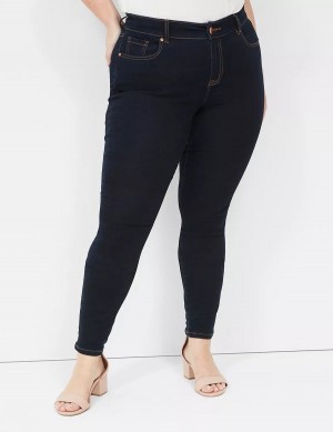 Dark Blue Lane Bryant Signature Fit Sateen Skinny Women Jeans | BJA6645WH