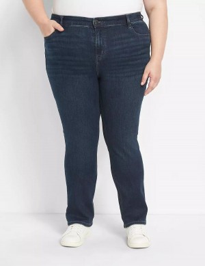 Dark Blue Lane Bryant Straight Fit High-Rise Straight Women Jeans | UJS2789DG