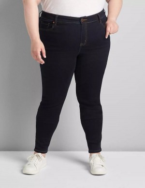 Dark Blue Lane Bryant Straight Fit High-Rise Sateen Skinny Women Jeans | RSN732DN