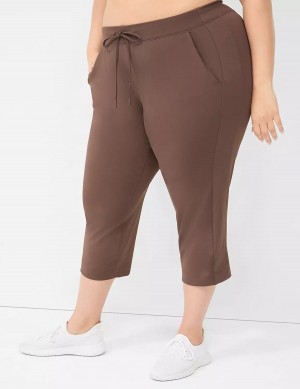 Dark Brown Lane Bryant LIVI Knit Capri Women Pants | PGS9477NN